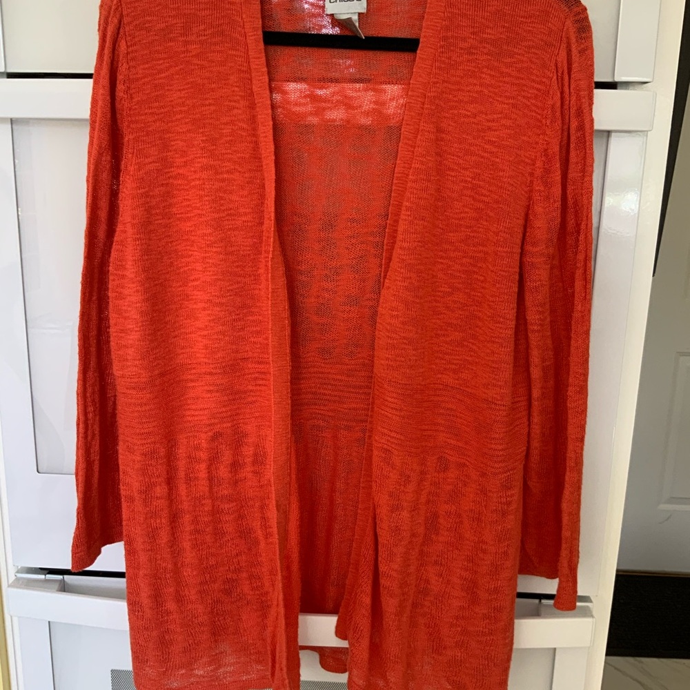 Chico's Vibrant Orange Open-Front Cardigan
